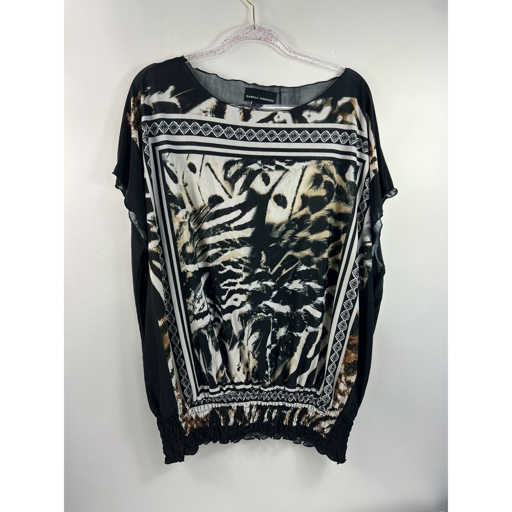 Isabella Rodriguez Blouse Women's Sz 3X Animal Print Sleeveless Boat Neck Elasti